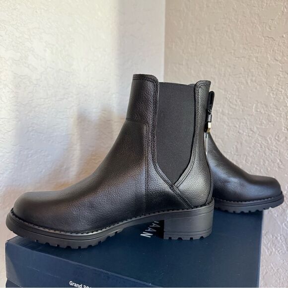 Cole Haan Camea Waterproof Leather Combat Boot,  Block Heel Black, All Sizes NWT - Picture 17 of 17